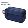 LOW MOQ Guangzhou wholesale blue canvas makeup bag simple mini promotion gift make up canvas men travel toiletry bag