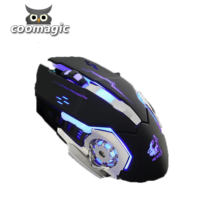 

7 color smart LED light USB wired PC mouse gamer, Black and white