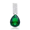 High grade 925 sterling silver 3A crystal rhodium plated green emerald taer drop pendant