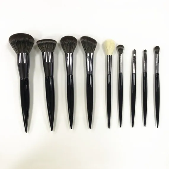 

YRX W001 9PCS Acrylic Handle Aluminum Ferrule Makeup Brush Set, Factory Directly Supply