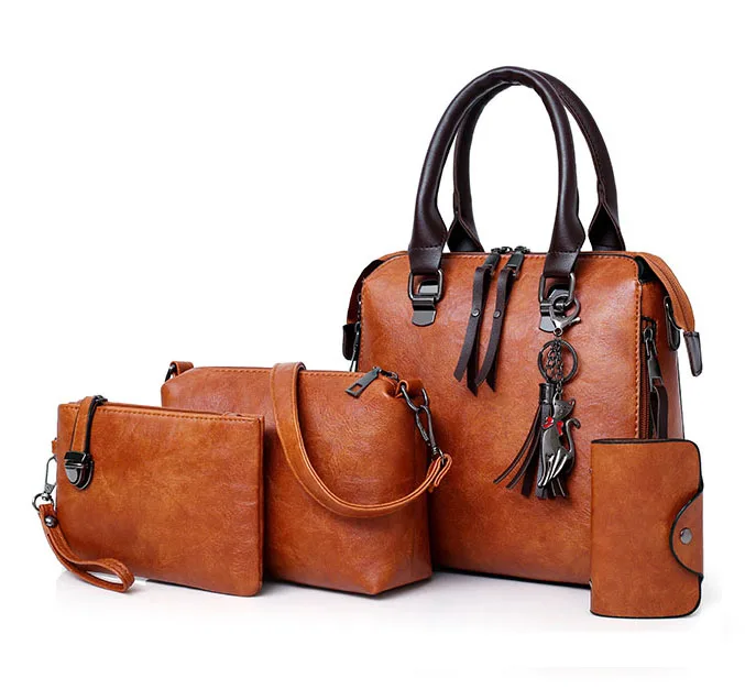 

Five Colors Wholesale 4pcs Vegan Leather Bags Handbag Tote Sets, 5 colors