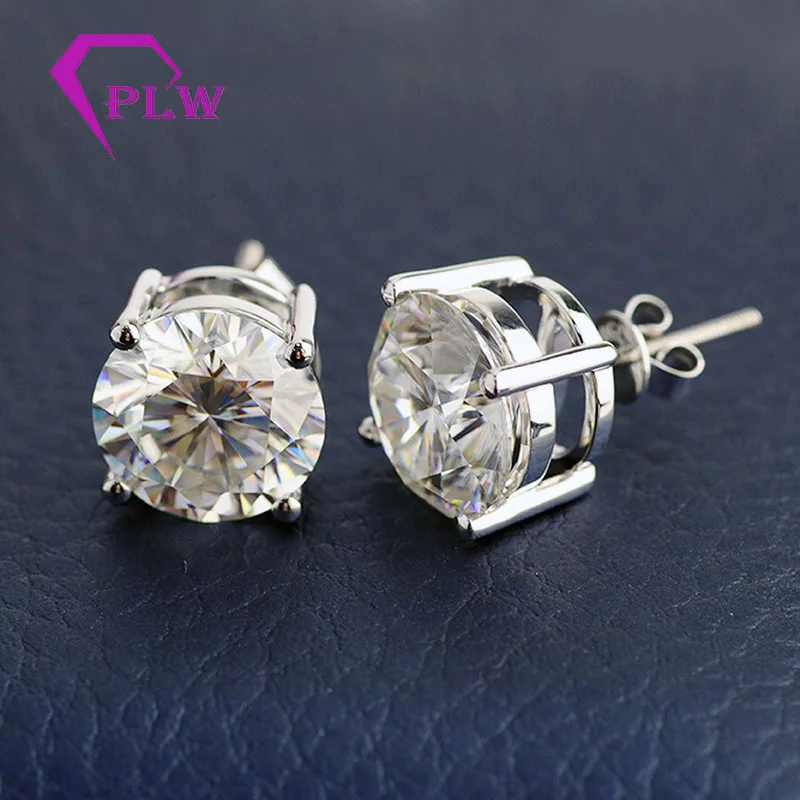 

2019 New Provence 18K White Gold Moissanite Diamond Women Earrings Stud Jewelry