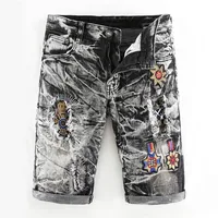 

European and American Embroidered Black locomotive men's shorts