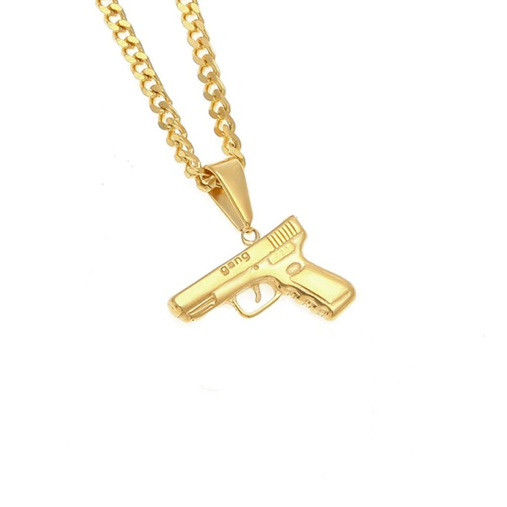 

GANG Pistol Pendant Vacuum Plated Men's Personality Necklace