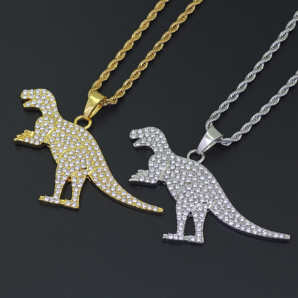 

N308 Hip Hop Crystal Pendant Necklace Jewelry with Rope chain