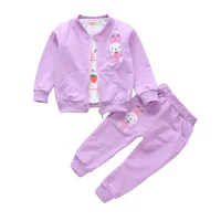 

Girls Clothing Set Baby Girl Spring Lovely Cartoon Rabbit Print T-shirt Coat Pants 3pcs Set Children Kids Outfits for Girls