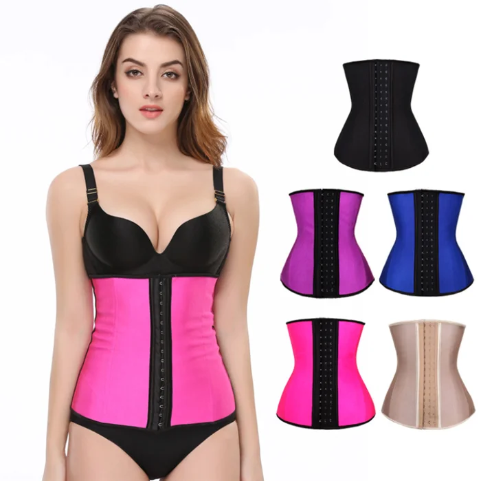 

core 100% Latex waist support brace Burn Fat Body Shaper corset Slim Belt Shapewear waist Trainer, Black;skin;blue;purple;pink