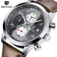 

BENYAR Men Watch 5133 Luxury Waterproof Chronograph Wristwatches Military Genuine Leather Watches Men Wrist Relogio Masculino