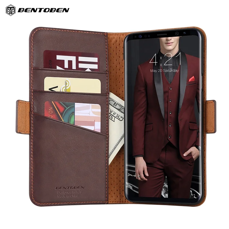 

Fashionable Custom Logo Multi Function Genuine Leather Protective Cell Phone Accessories Case, Brown