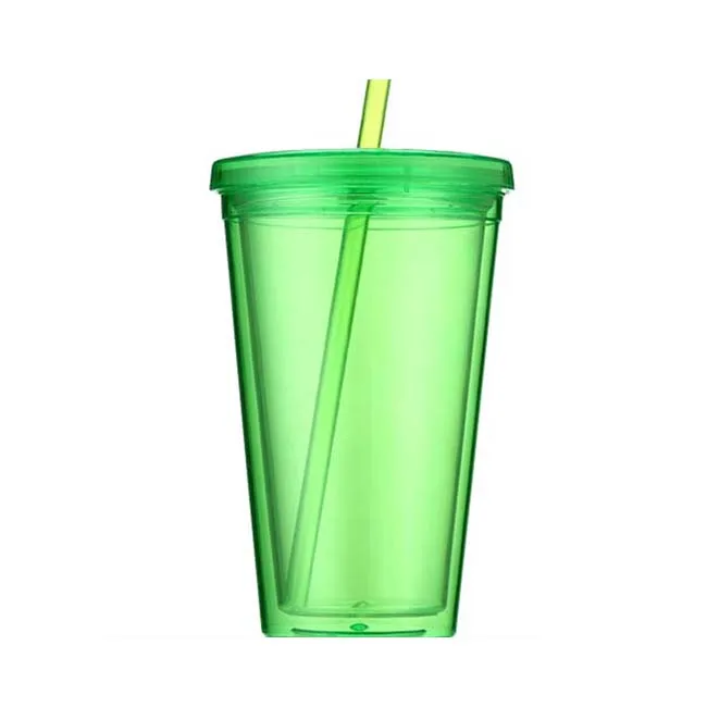 
Brand new plastic 16oz tumbler double wall acrylic cup with lid 
