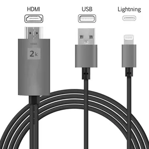 For iPhone X 5 6 7 ipad lightning to HDMI cable For HDTV or Car link play 1080P  in stock