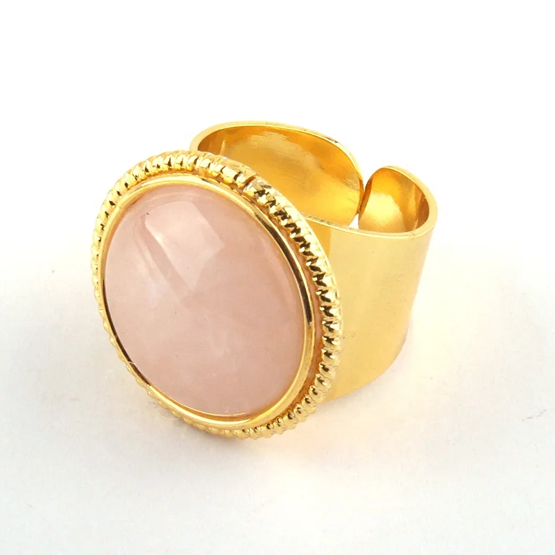 

Adjustable Black Popular Trend Women finger ring Natural stone Gold Ring