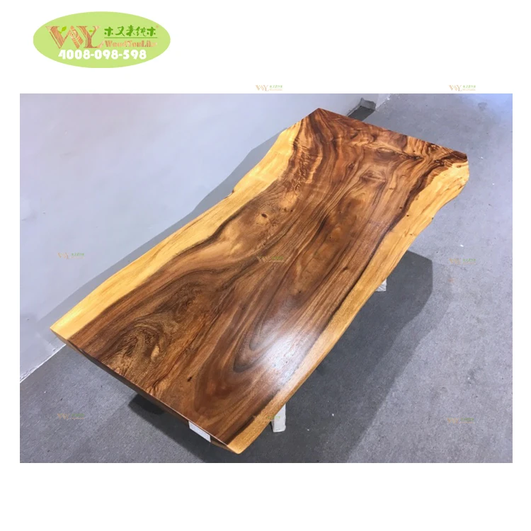 
Hot sale ecuador suar wood walnut slab table / factory supply solid wood live edge slab table  (62103550196)