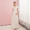 Velvet Pearls Puff sleeve floor length Wedding dress for bride Ready to ship