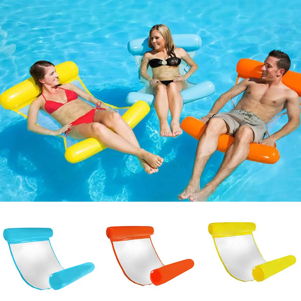 

inflatable hammock pool float lounger pool chair float, Pink;light blue;blue;orange;yellow;red
