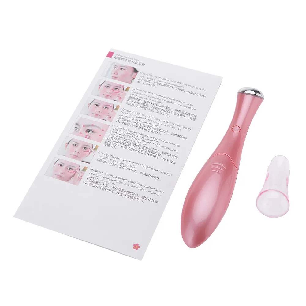 

2019 Trending Products Skin Tighten Anti Wrinkle Beauty Personal Care Massage Pen Mini Vibrating Eye Lifting Beauty Machine, White, pink and blue