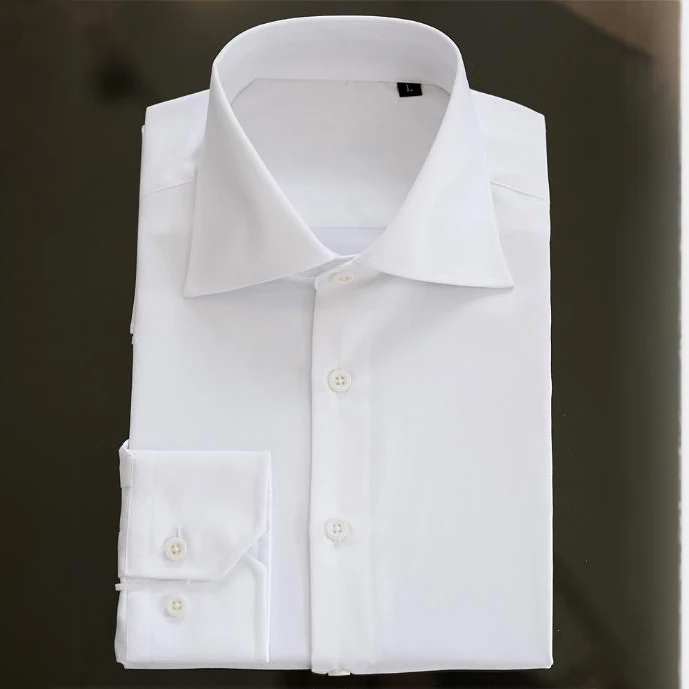 hot selling white long sleeve formal  cotton white button up shirt for men