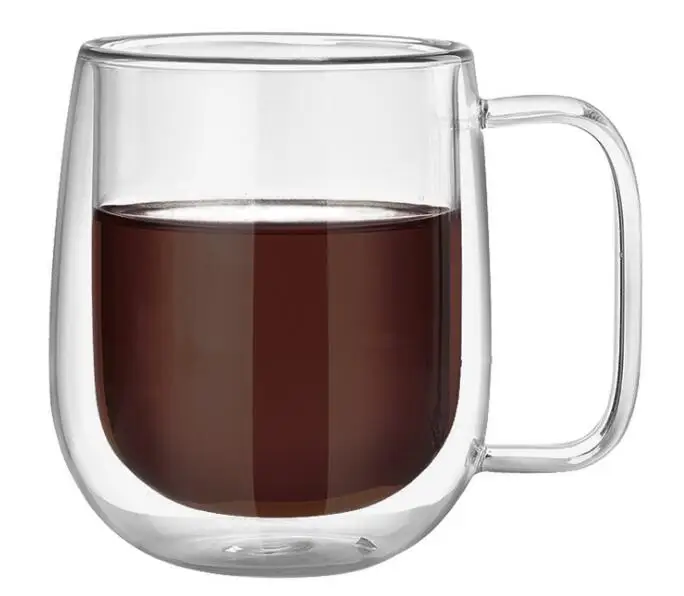 

Mugs Drinkware Type double wall glass coffee cup, Transparent clear