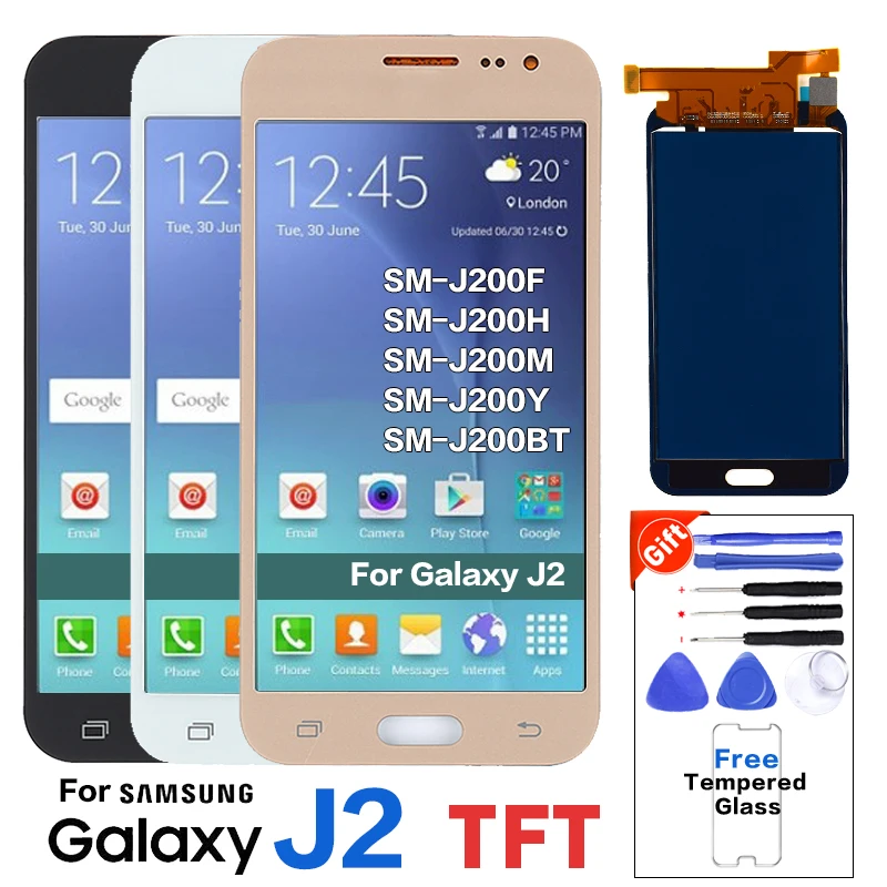 

For Samsung Galaxy J2 2015 J200F J200M J200H J200Y LCD Display Digitizer Touch Screen Assembly For samsung j2 j200 lcd, Black;white;gold