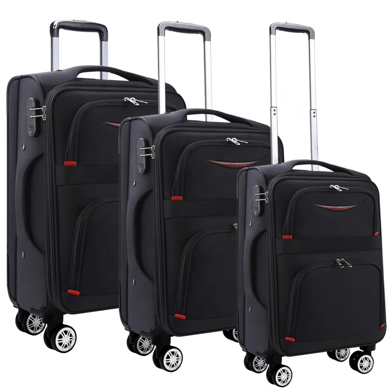 

Factory wholesale 3pc 20 24 28 inch travel trolley nylon luggage set, Black,coffee,purple,blue and other colors are available as you require