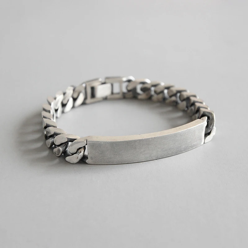 

Korean S925 sterling silver minimalist retro old handmade chain men and women watch buckle bracelet FSB15