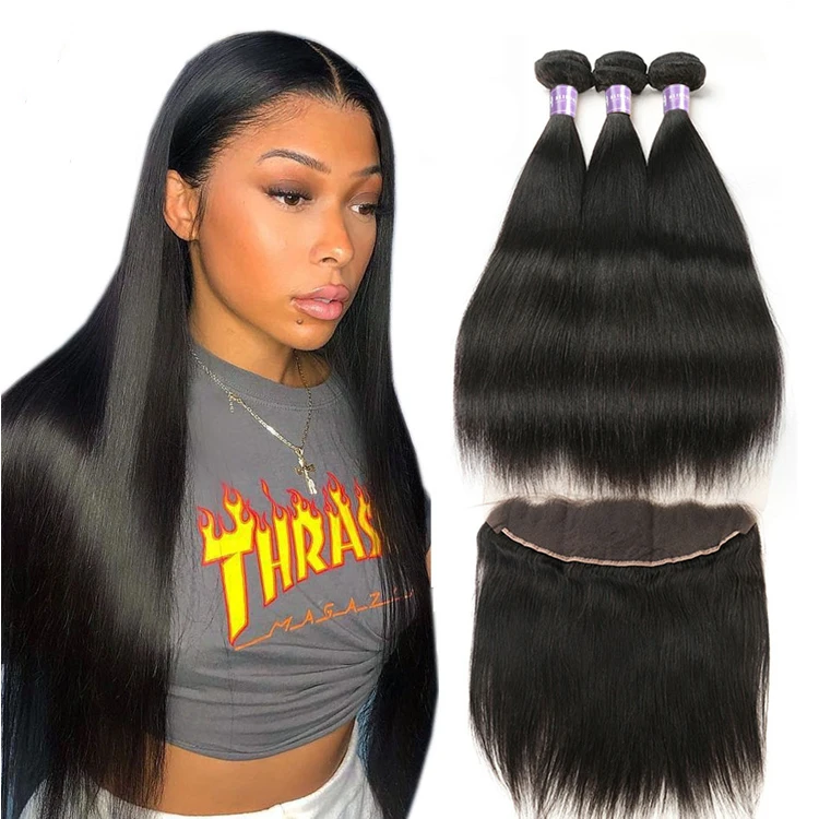 

Non Remy Cheap Price Straight Hair Weave 3 Bundles With Ear to Ear Frontal,Natural Hair Extensions Xuchang Factory Hair Vendors