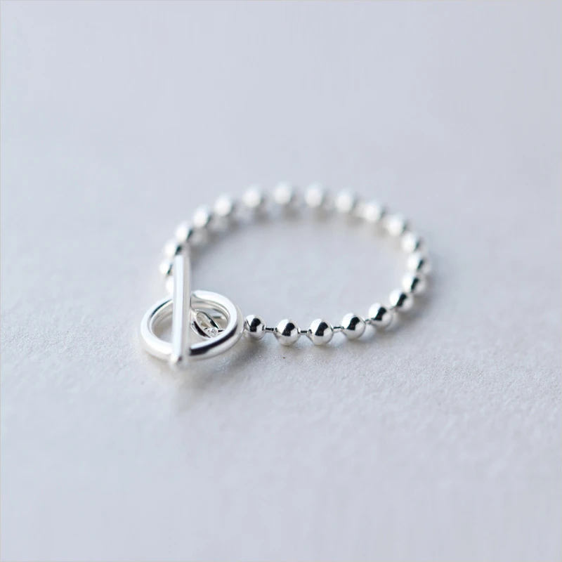 

Handmade Strand Sterling Silver 925 Ball Beads Women Finger Rings Jewelry 2019