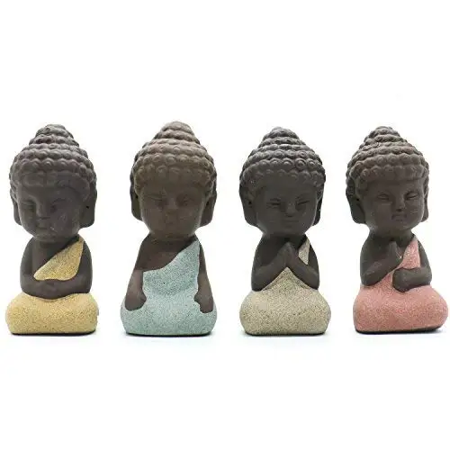 
Ceramic craft 4 Pieces Traditional Cute Small little Buddha Statues budda porcelain figurines pottery tea pet  (62094645922)