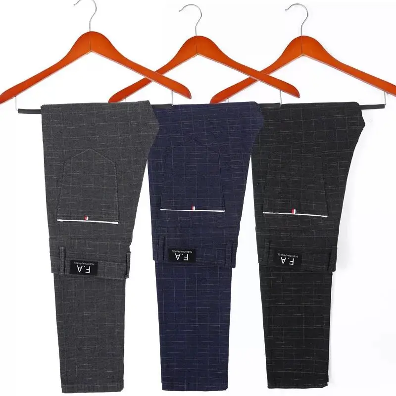 

Men Plaid pants business Men slacks Cotton Pants Man Trousers Casual pants Clothing Manufacturer Wholesale autumn, Black