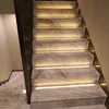 Volakas white marble staircase steps with laminated edges