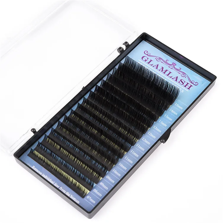 

100% Luxury 16Rows 7~15 mix black matte faux mink eyelash extension false individual lashes, Natural black