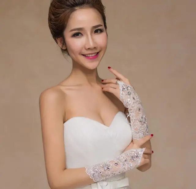 

Wiipu New White/Ivory Bride Wedding Accessories Glove Fingerless Lace Bridal Gloves
