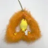 Wholesale Artifical orange feather Chicken heart House with little chick Easter Ornament Hanging Home Decoration