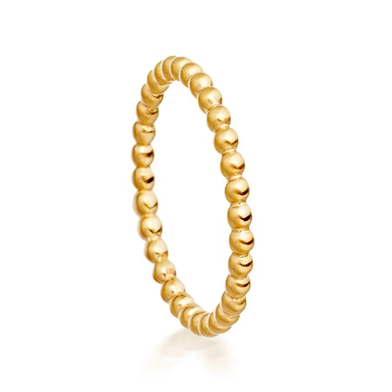 

Gemnel Daily wear jewelry 18K gold vermeil sterling silver 2mm bead band ring minimalist