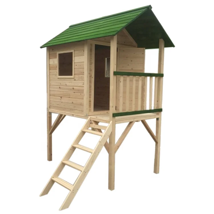 wooden playhouse with stairs