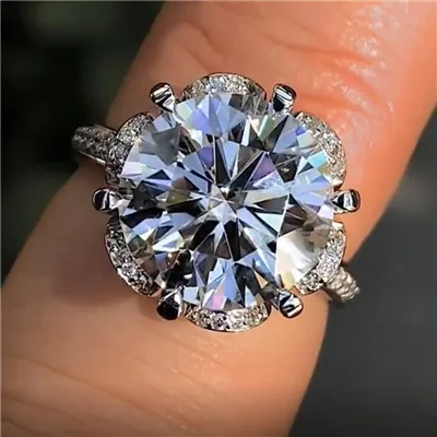 

Luxury Female Crystal Zircon Stone Ring Cute Simple 925 Silver Finger Ring Wedding Band Promise Engagement Rings For Women