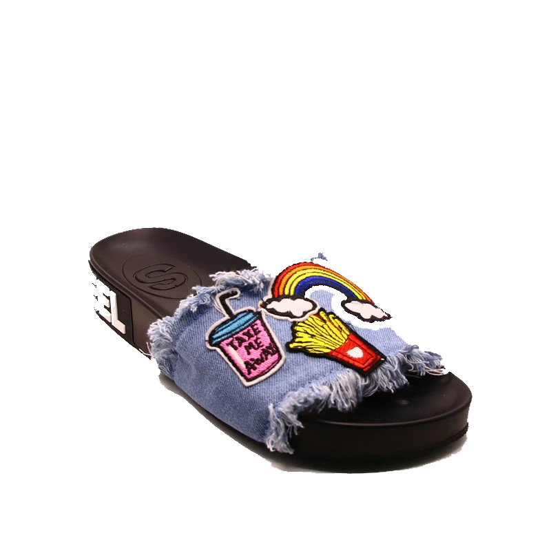 

Fashion Jean fabric High Quality Woman Mules New Flat Sandal casual Slipper