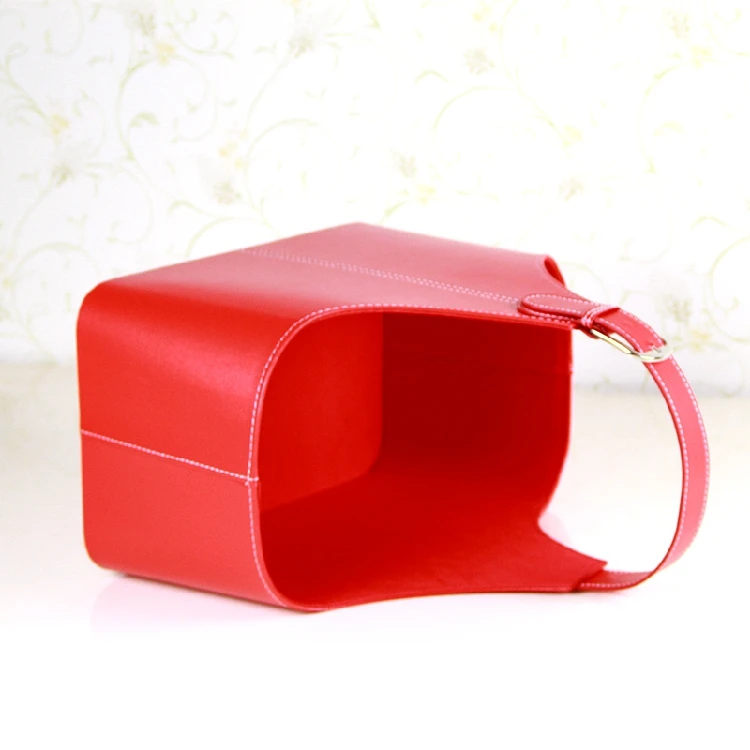 

Pu Leather grade size gifts hamper basket Christmas Gift Basket, Black brown red ,customs