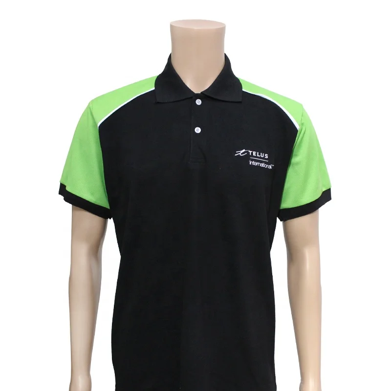 

custom unisex black and green polo shirts, Black & green