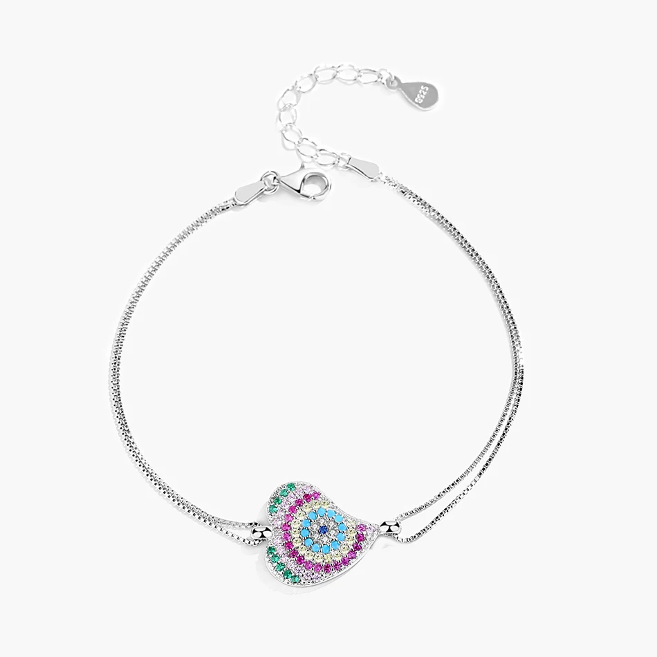 

Classic Lucky Eye Bracelet Colorful Eye Chain Bracelets & Bangles for Women 925 Sterling Silver Simple Bracelet Jewelry