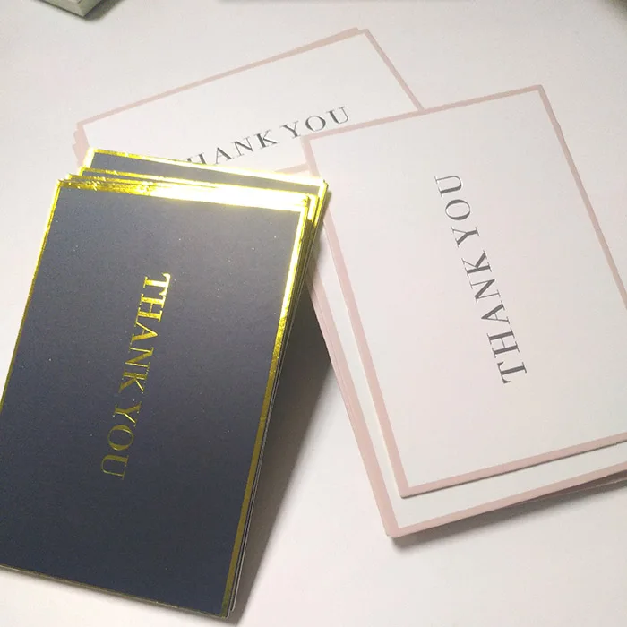 
wholesale 100pcs luxury gold foil paper thank you cards with envelopes 