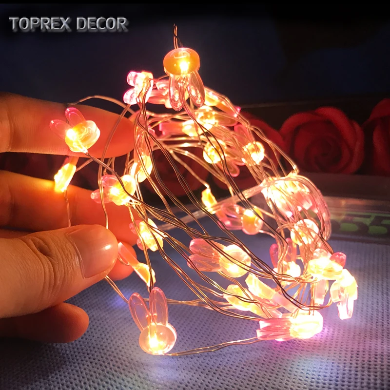 
Toprex new easter decor AA battery operated led copper wire light with bunny rabbit lamp 