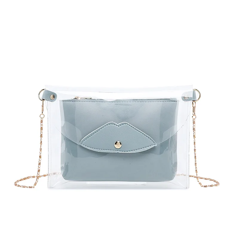 

Ladies Cross Body Transparent PVC Clear Shoulder Bag in Set Girls Messenger Clutch Bag Purse