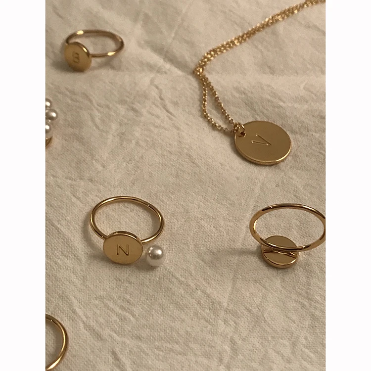 
Custom 18K gold plated jewelry Personalized Initial letter alphabet signet ring 