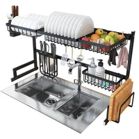 

Cheap Black Color Kitchen Ware Drainer Plastic Dish Drying Rack with Cover