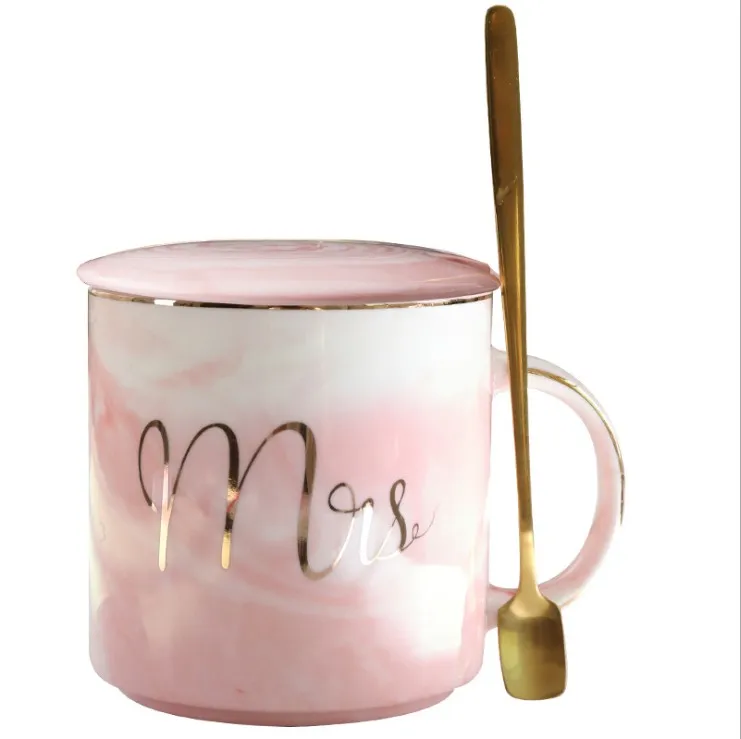 

Mr Mrs marble straight ceramic coffee beer mug Anniversary Wedding Valentines Gift ceramic mug with lid