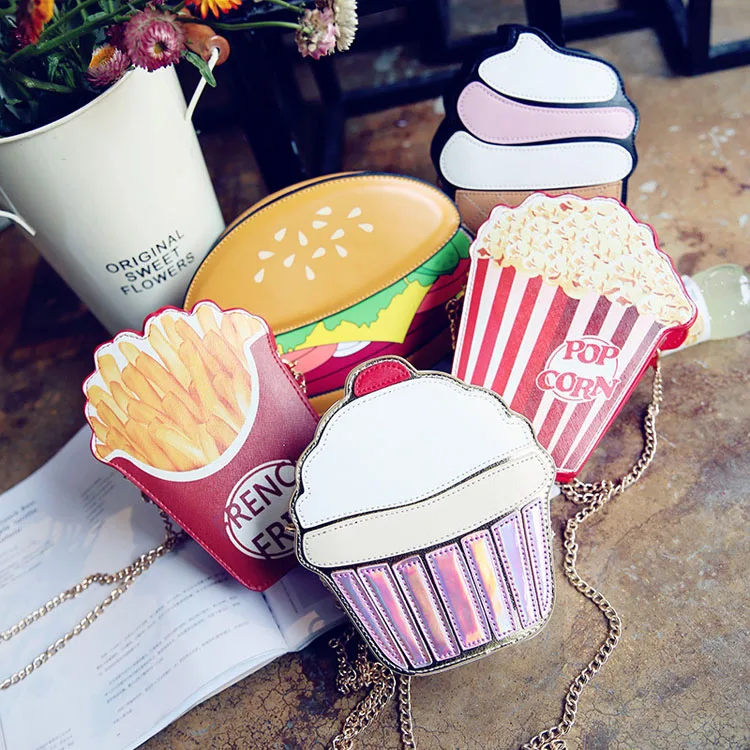 

Cute Cartoon Ice Cream Burger Small Handbag New Personality Creative Bag Shoulder Diagonal Chain Bag Mobile Phone Bag, 5colors