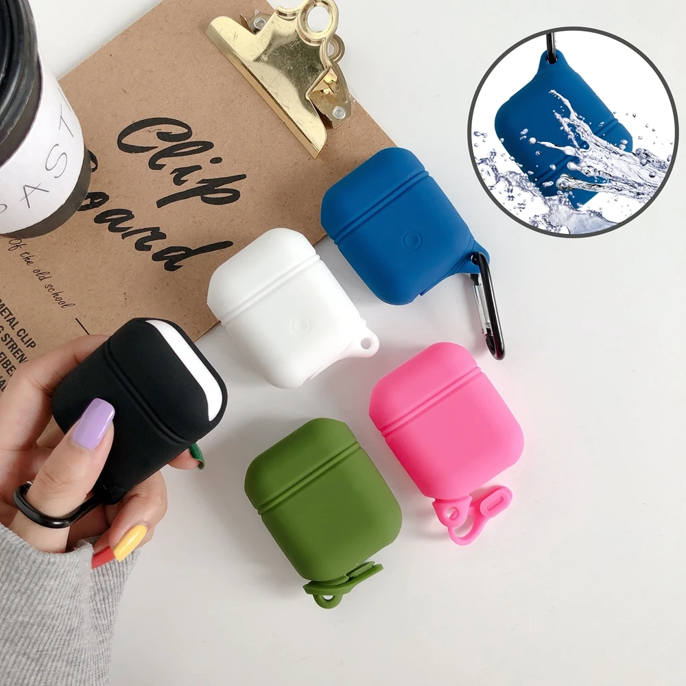 

Silicone Rubber Protective for Airpod Case Waterproof with Buckle Anti-lost Wireless Earphone Bag Cases