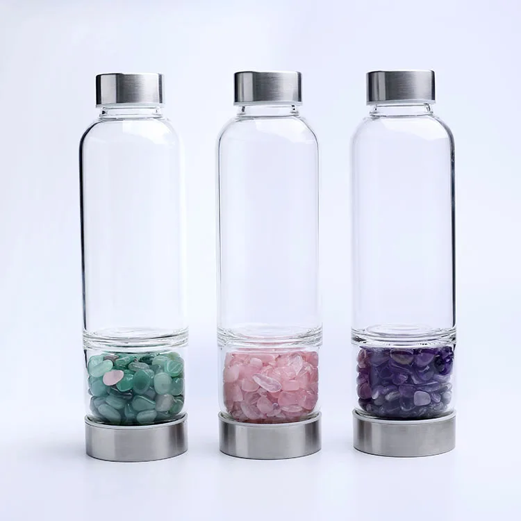 

Natural Gemstone Crystal Infused Energy Water Bottle, Customized color