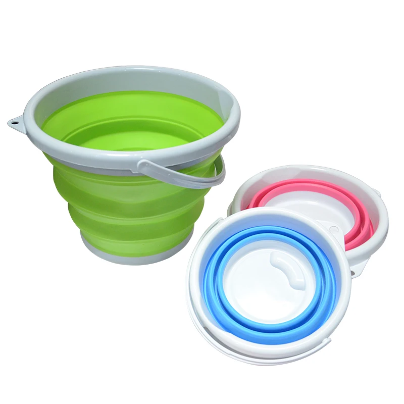 

2019 wholesale collapsible popular water bucket use little space for washing, Blue,green,red,orange